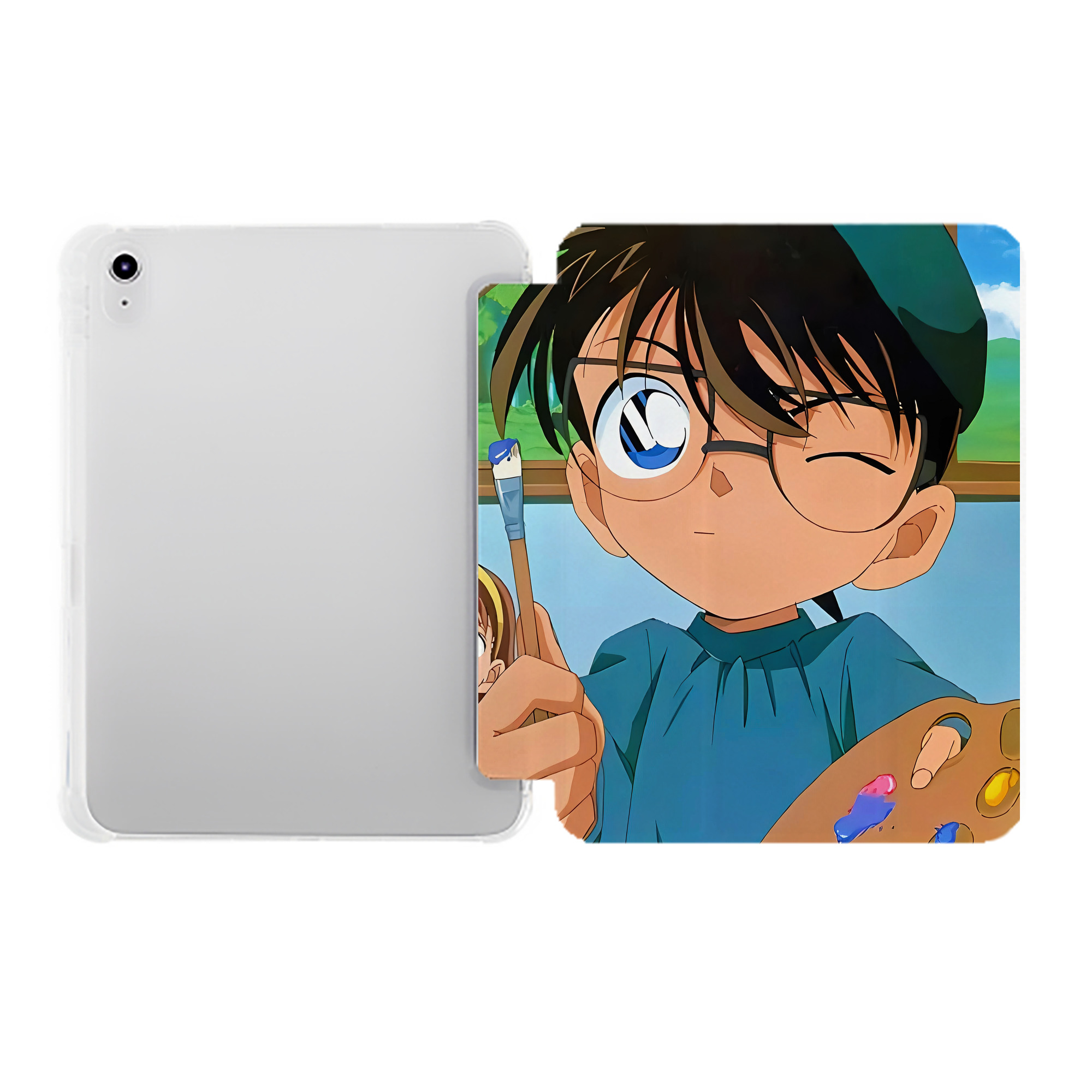 （画像用） 名探偵コナン Detective Conan IPad ケース ペン収納付き 三つ折りスタンド PUレザー×シリコン 対応機種9.5/10.5/10.9インチ